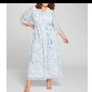 Lane Bryant Light Blue and White Maxi Dress
